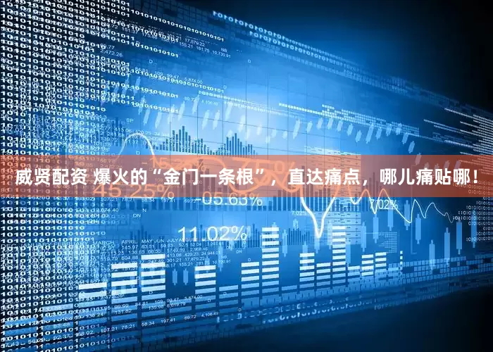 威贤配资 爆火的“金门一条根”，直达痛点，哪儿痛贴哪！
